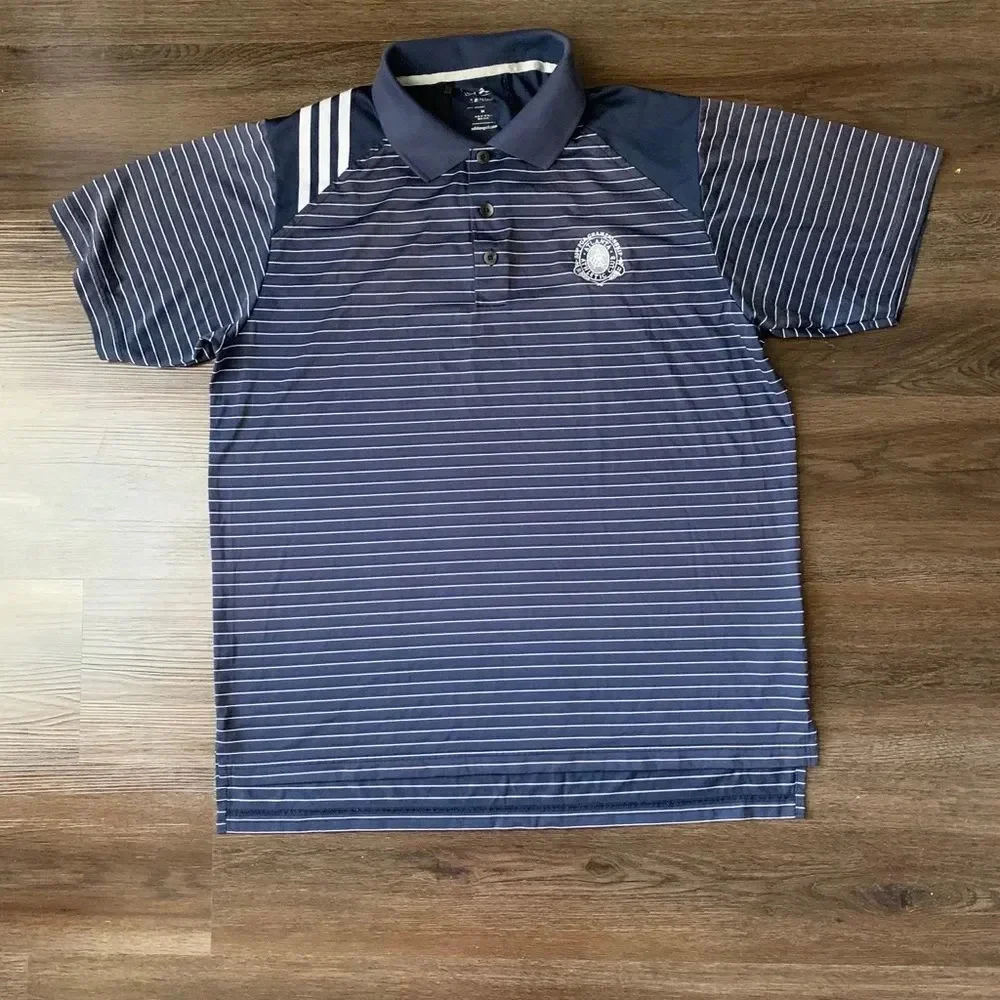 Men’s Golf Polo Adidas Shirt Striped Collared Shirt Button Up Dri Fit Sports Top